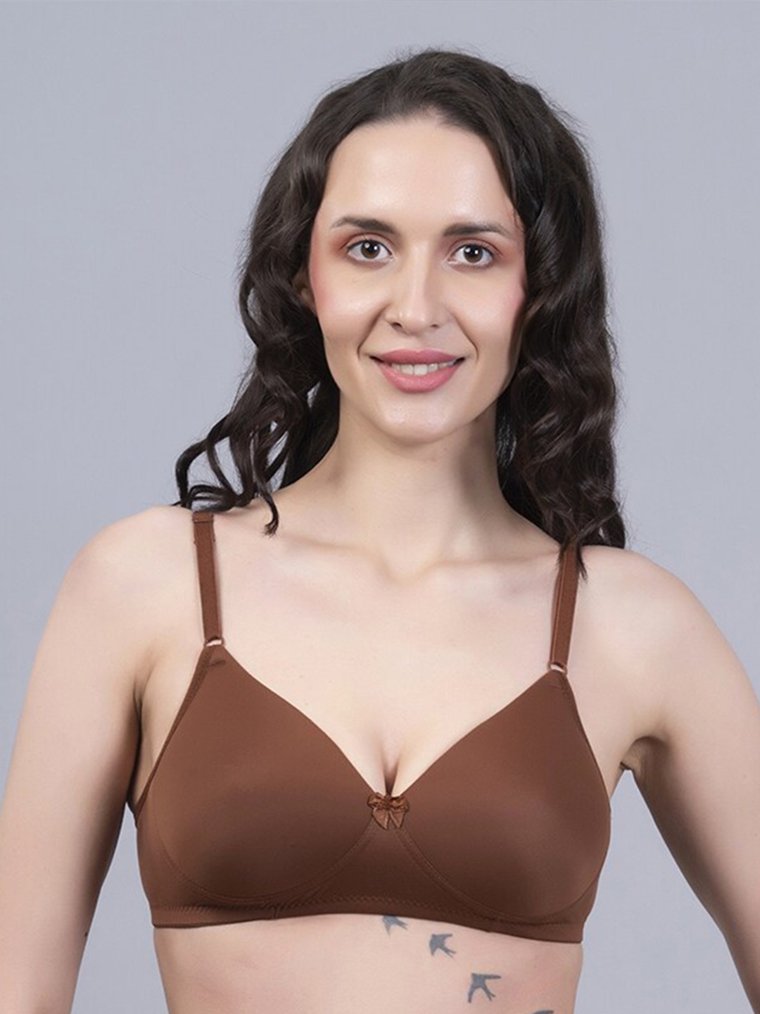 

Herryqeal Medium Coverage Lightly Padded Everyday Bra With All Day Comfort, Brown