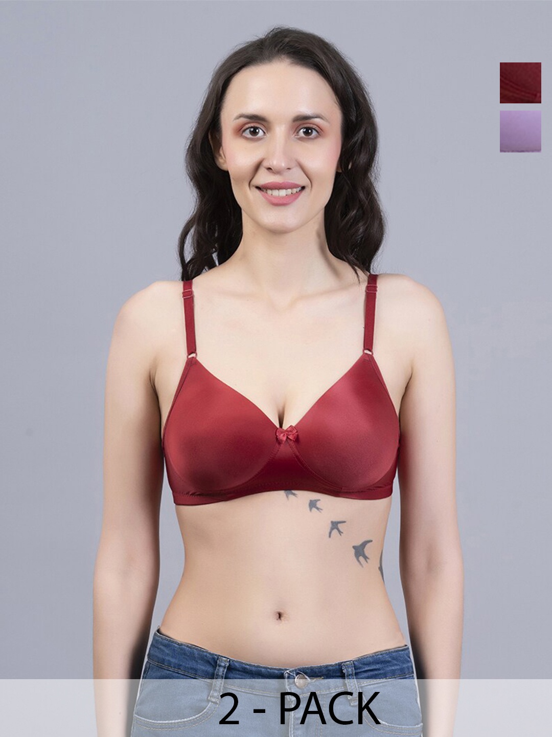 

Herryqeal Pack Of 2 Full Coverage Lightly Padded Everyday Bra With All Day Comfort, Lavender