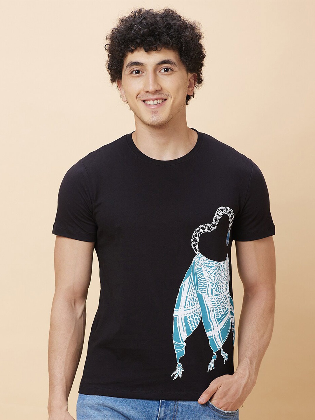 

Being Human Graphic Printed Round Neck T-shirt, Black