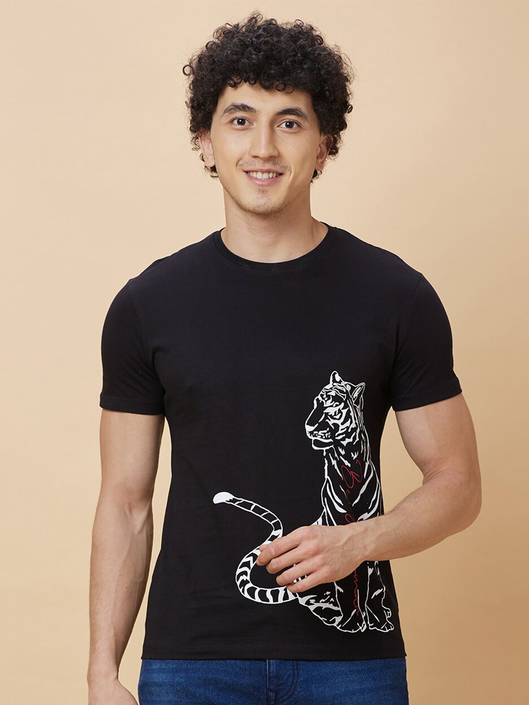 

Being Human Graphic Printed Round Neck Short Sleeves T-shirt, Black