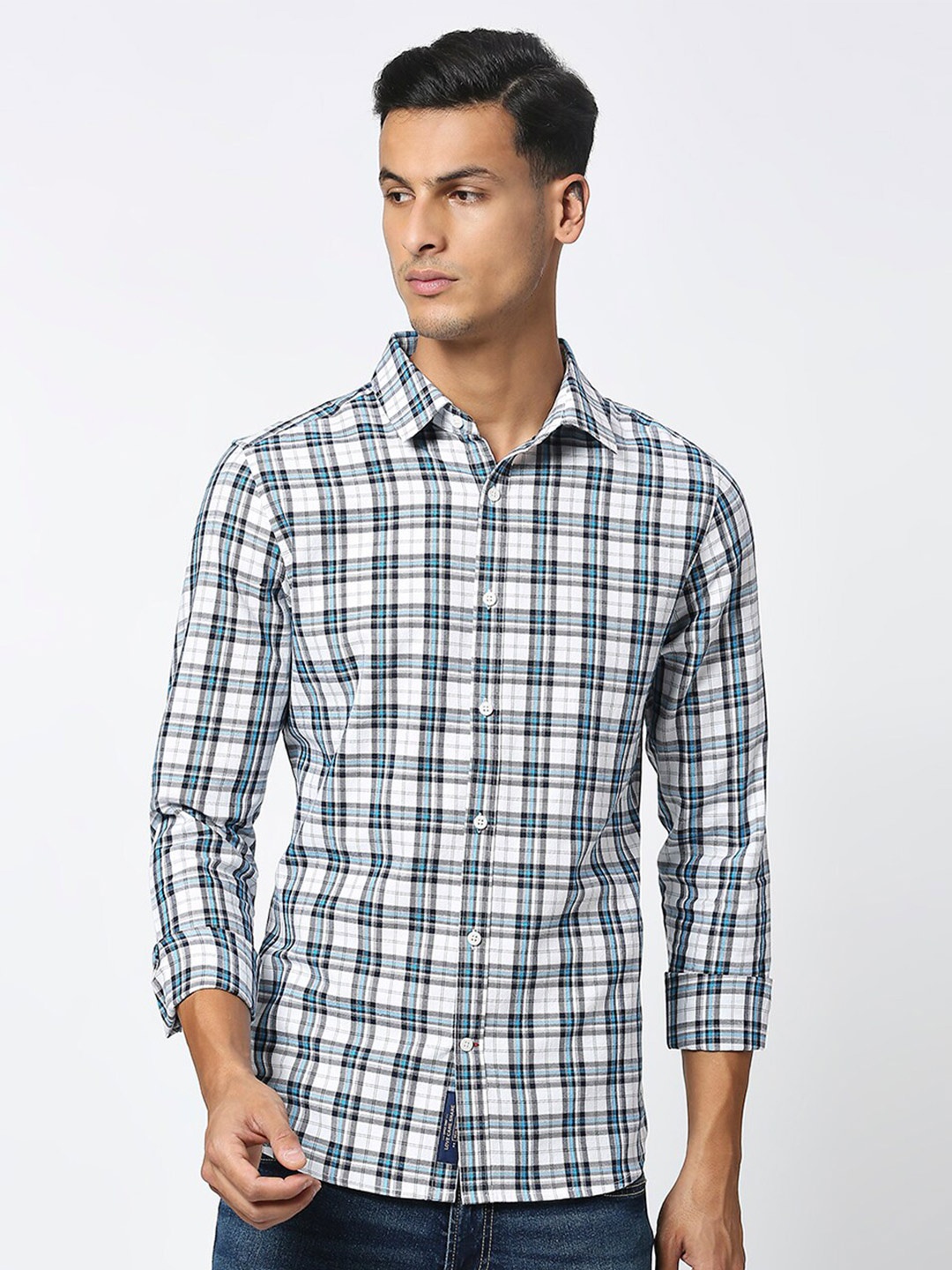 

Being Human Slim Fit Cotton Casual Shirt, Blue