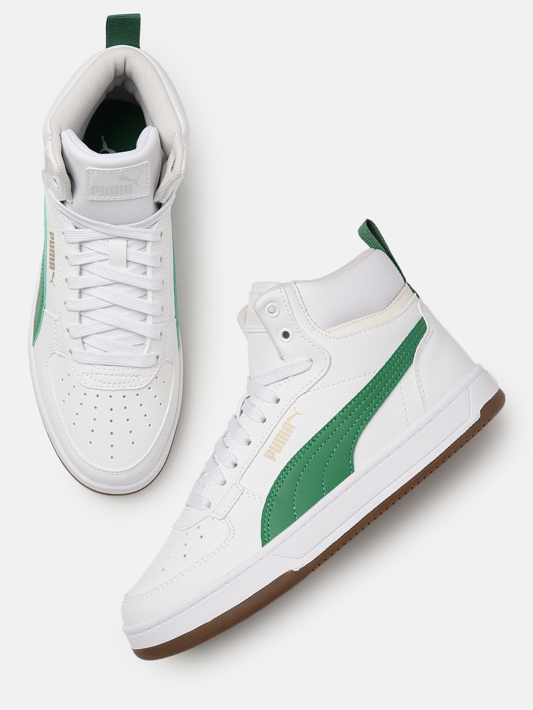 

Puma Unisex Perforated Caven 2.0 Mid-Top Sneakers, White