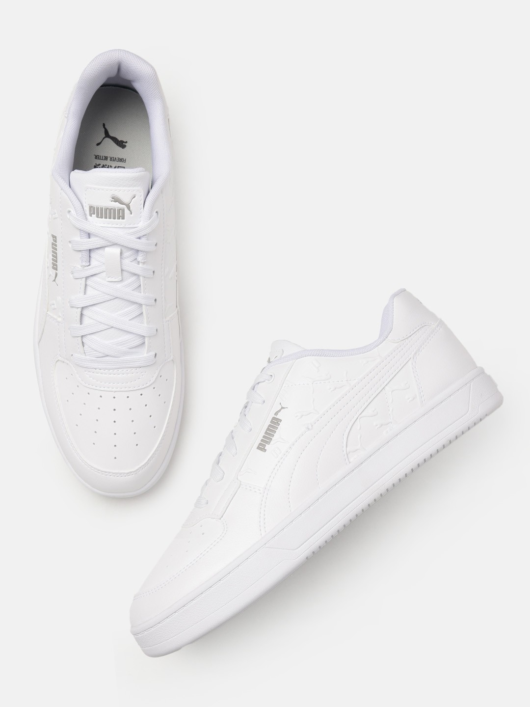 

Puma Unisex Perforations & Brand Logo Textured Caven 2.0 Superlogo Sneakers, White