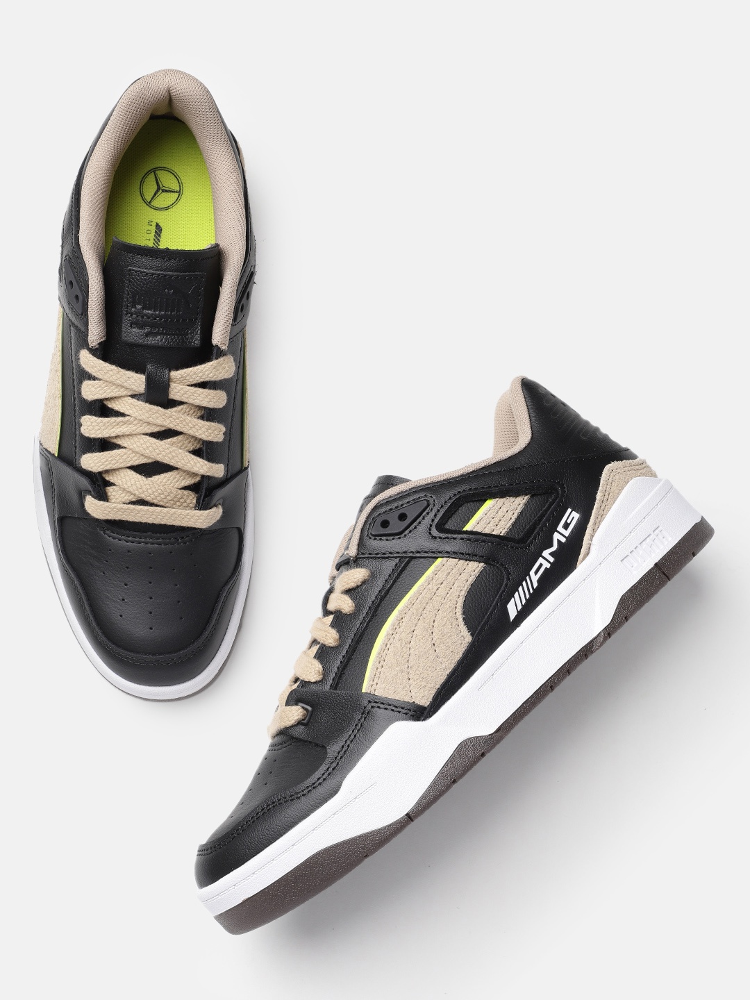 

PUMA Motorsport Mercedes AMG Slipstream Colourblocked Leather Sneakers, Black