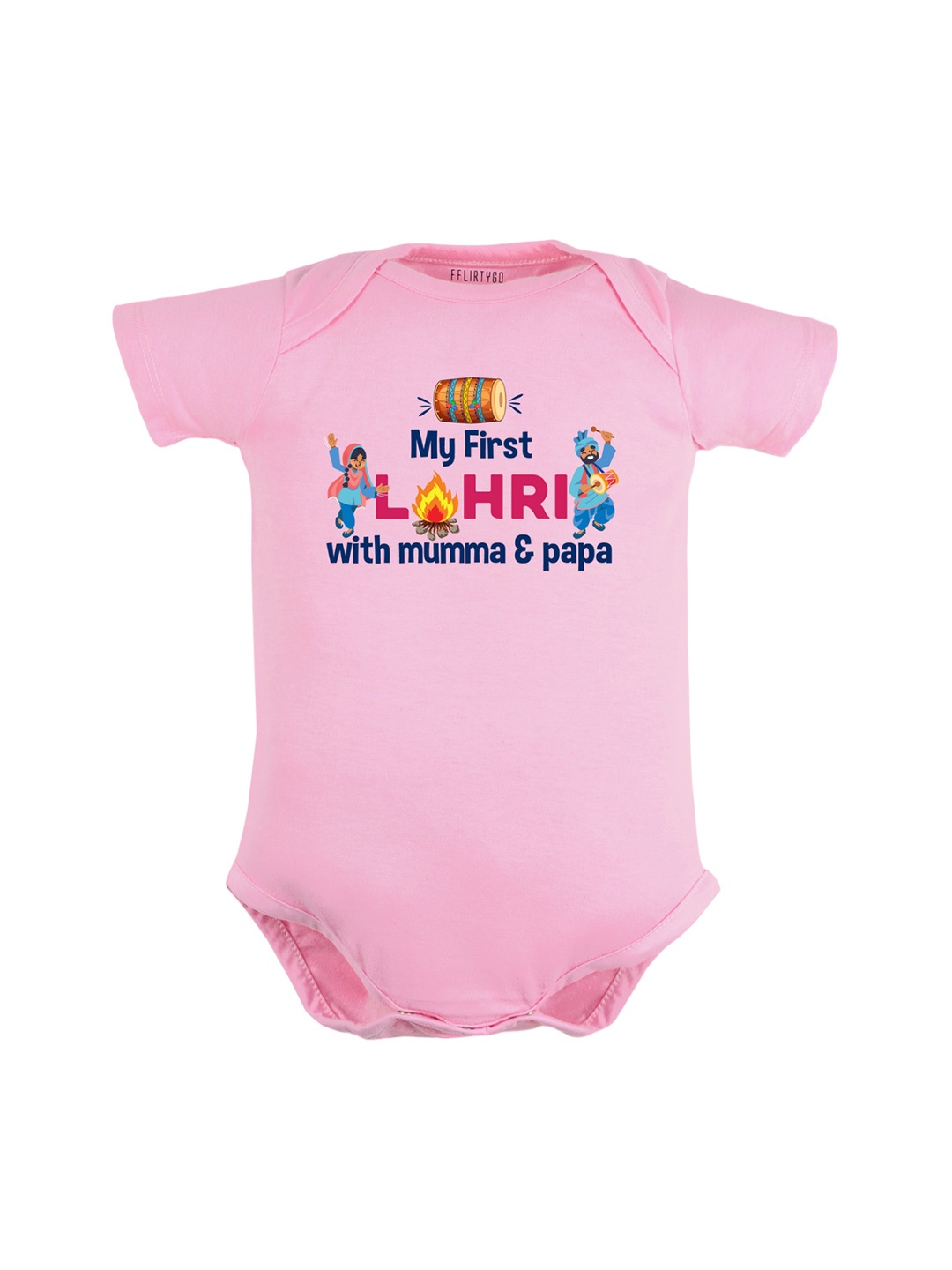

FFLIRTYGO Infants Lohri Printed Pure Cotton Bodysuit, Pink