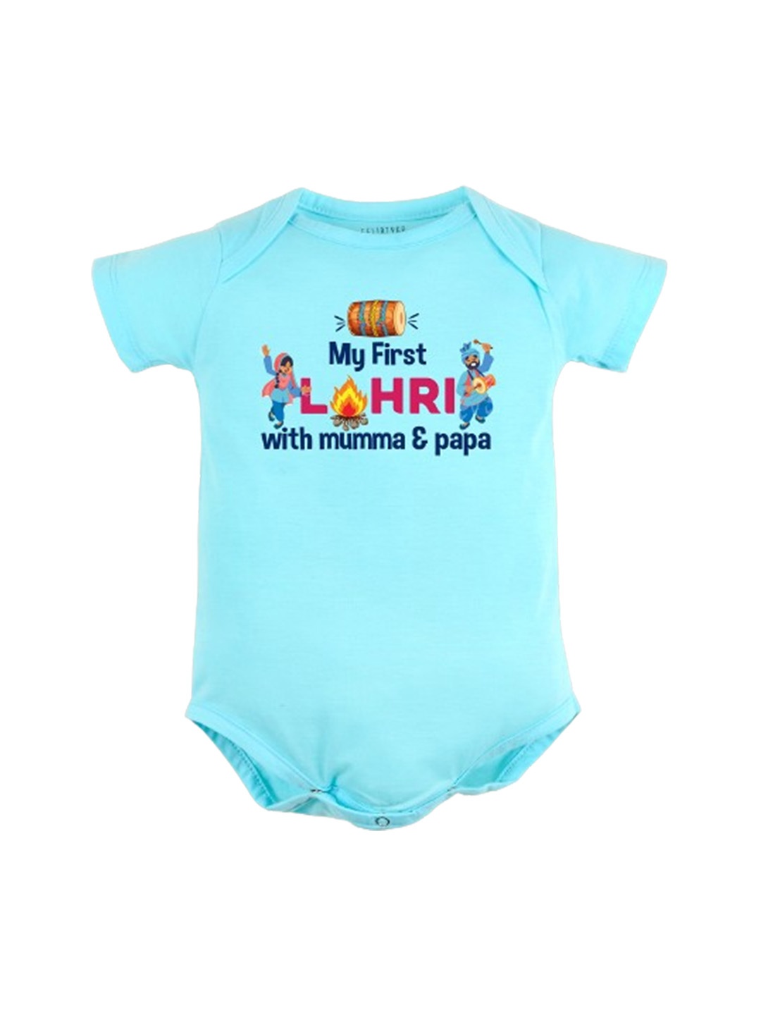 

FFLIRTYGO Infants Printed Pure Cotton Bodysuit, Turquoise blue