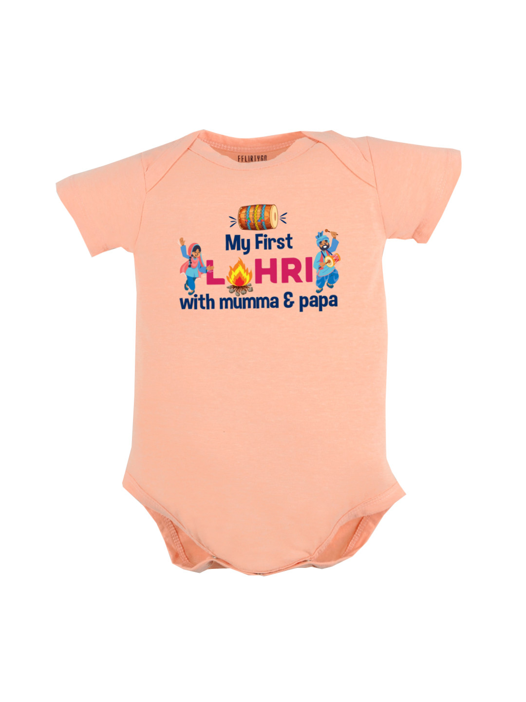 

FFLIRTYGO Infants Printed Pure Cotton Bodysuit, Peach