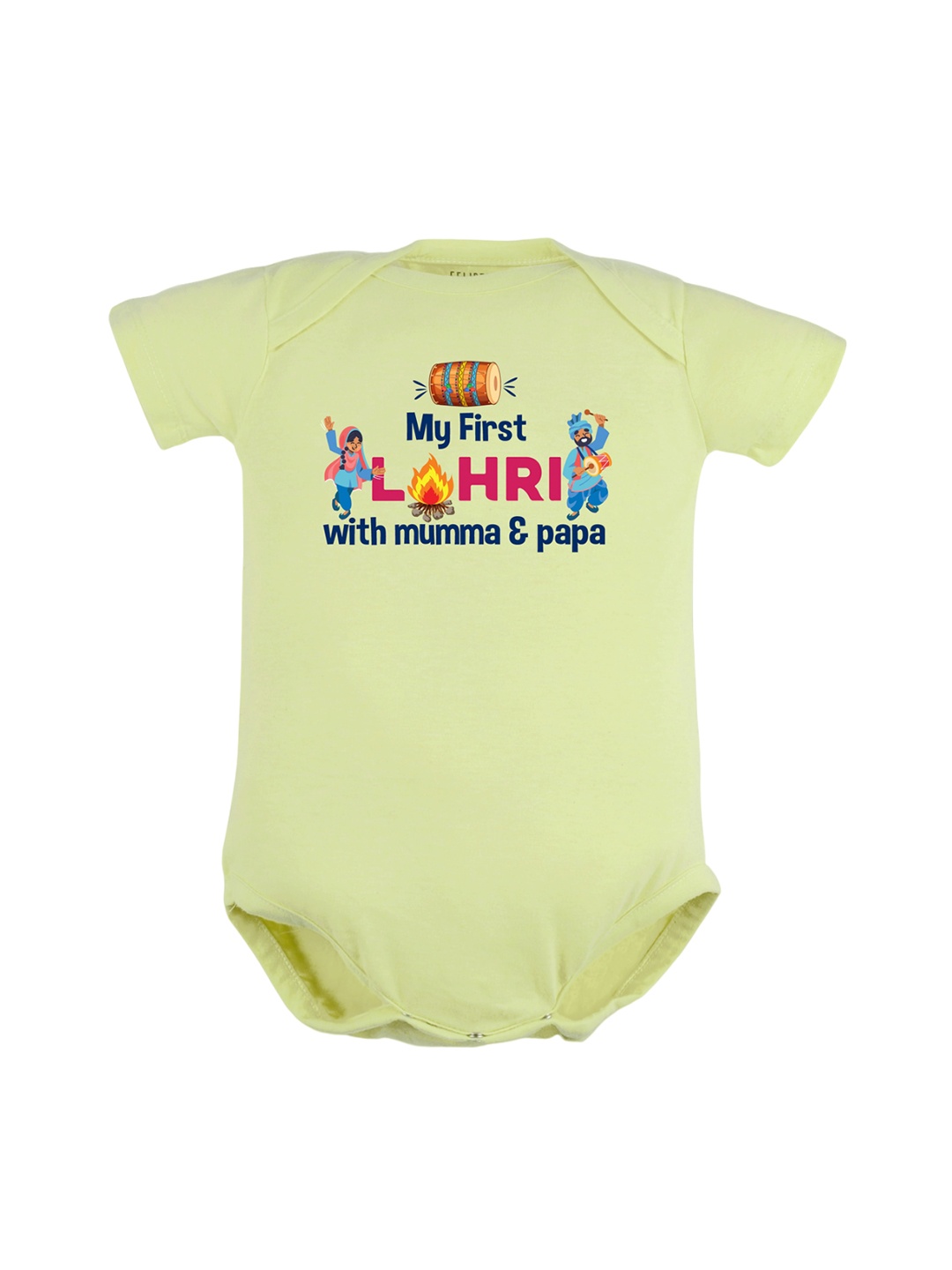 

FFLIRTYGO Infants Kids Lohri Printed Pure Cotton Bodysuit, Green
