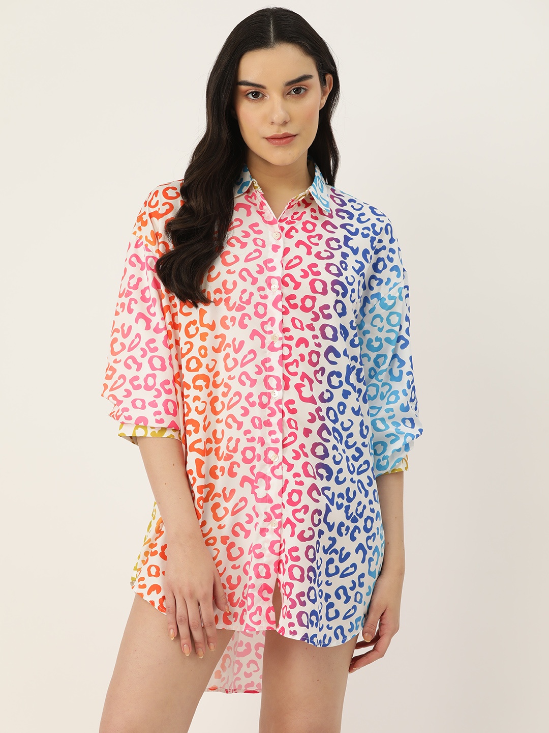 

Ms.Lingies Animal Printed Shirt Nightdress, White