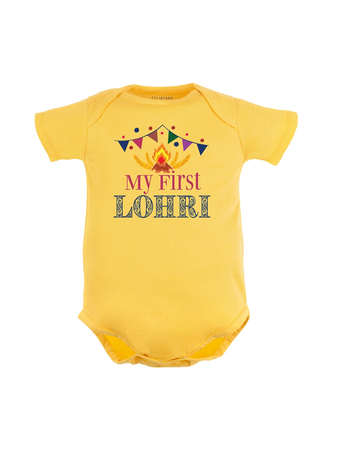 

FflirtyGo Infants Kids Printed Pure Cotton Bodysuit, Yellow