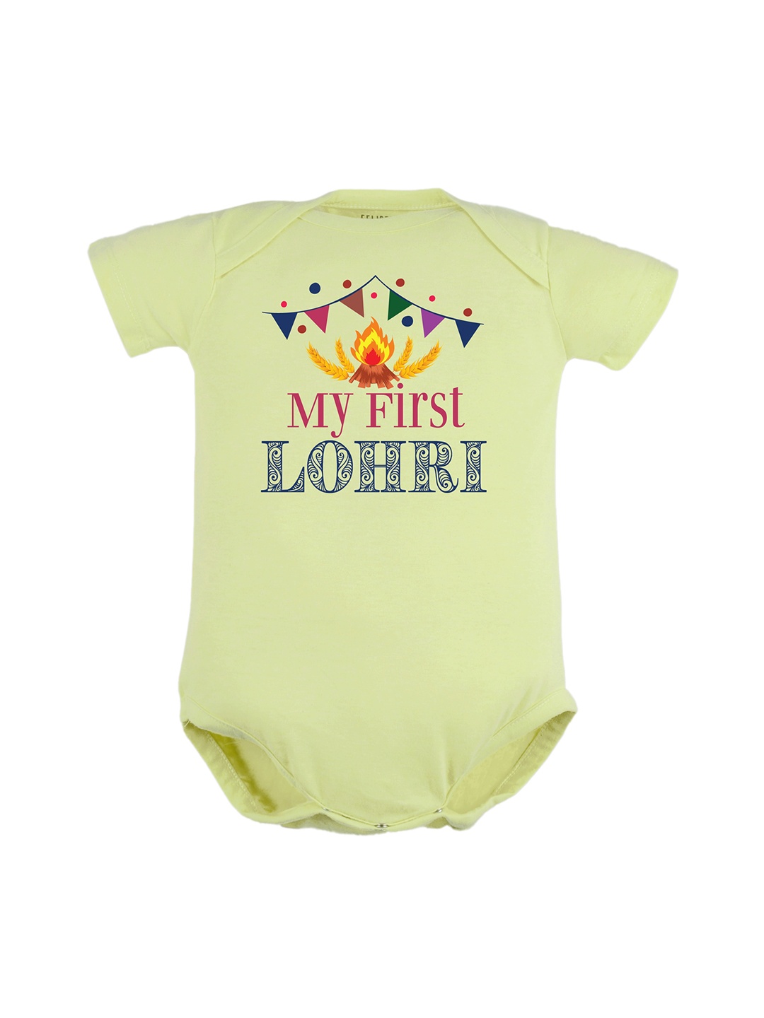 

FFLIRTYGO Infants Lohri Celebrations Printed Pure Cotton Rompers, Green
