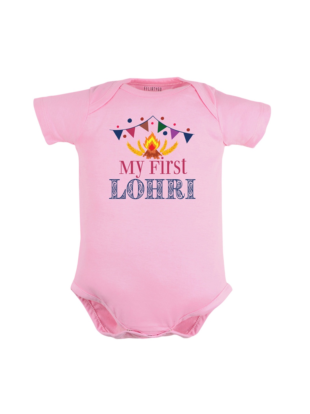 

FFLIRTYGO Infants Lohri Lohri Printed Pure Cotton Bodysuit, Pink