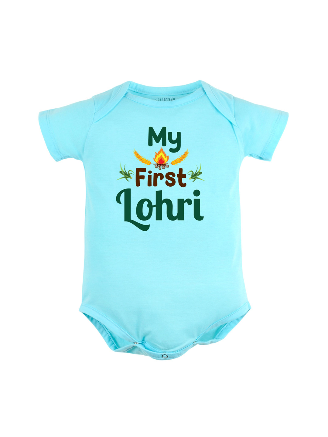 

FFLIRTYGO Infants Lohri Printed Pure Cotton Bodysuit, Turquoise blue
