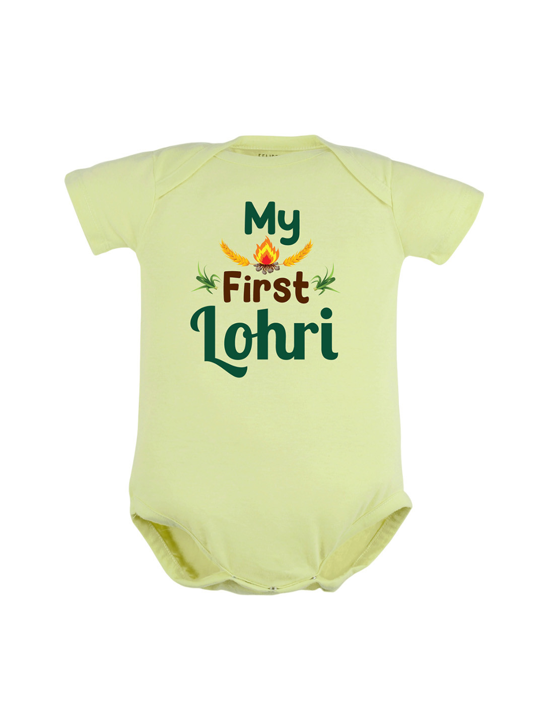 

FflirtyGo Infants Lohri Printed Pure Cotton Bodysuit, Green