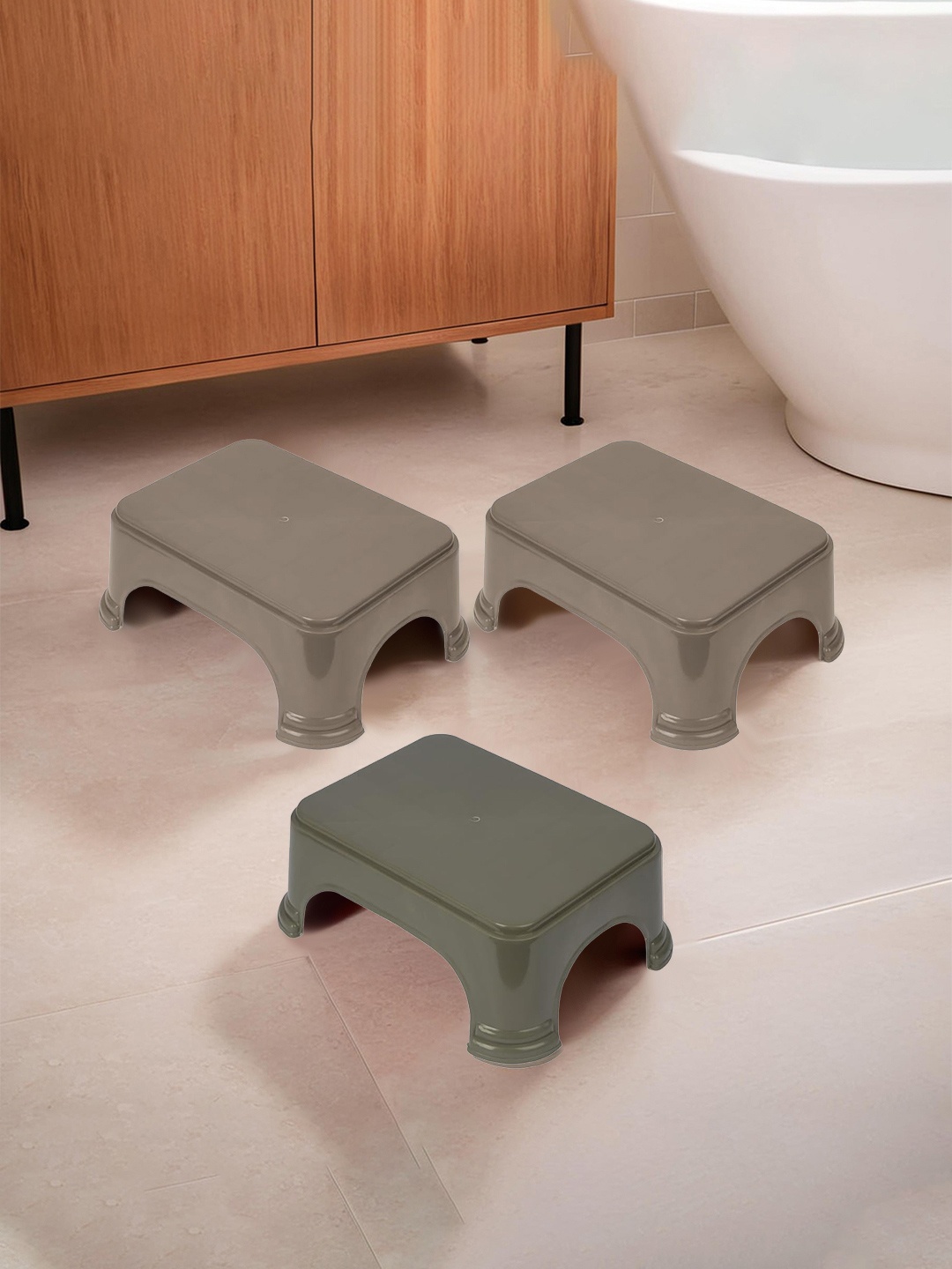 

Kuber Industries Green & Brown 3 Pieces Step Stools