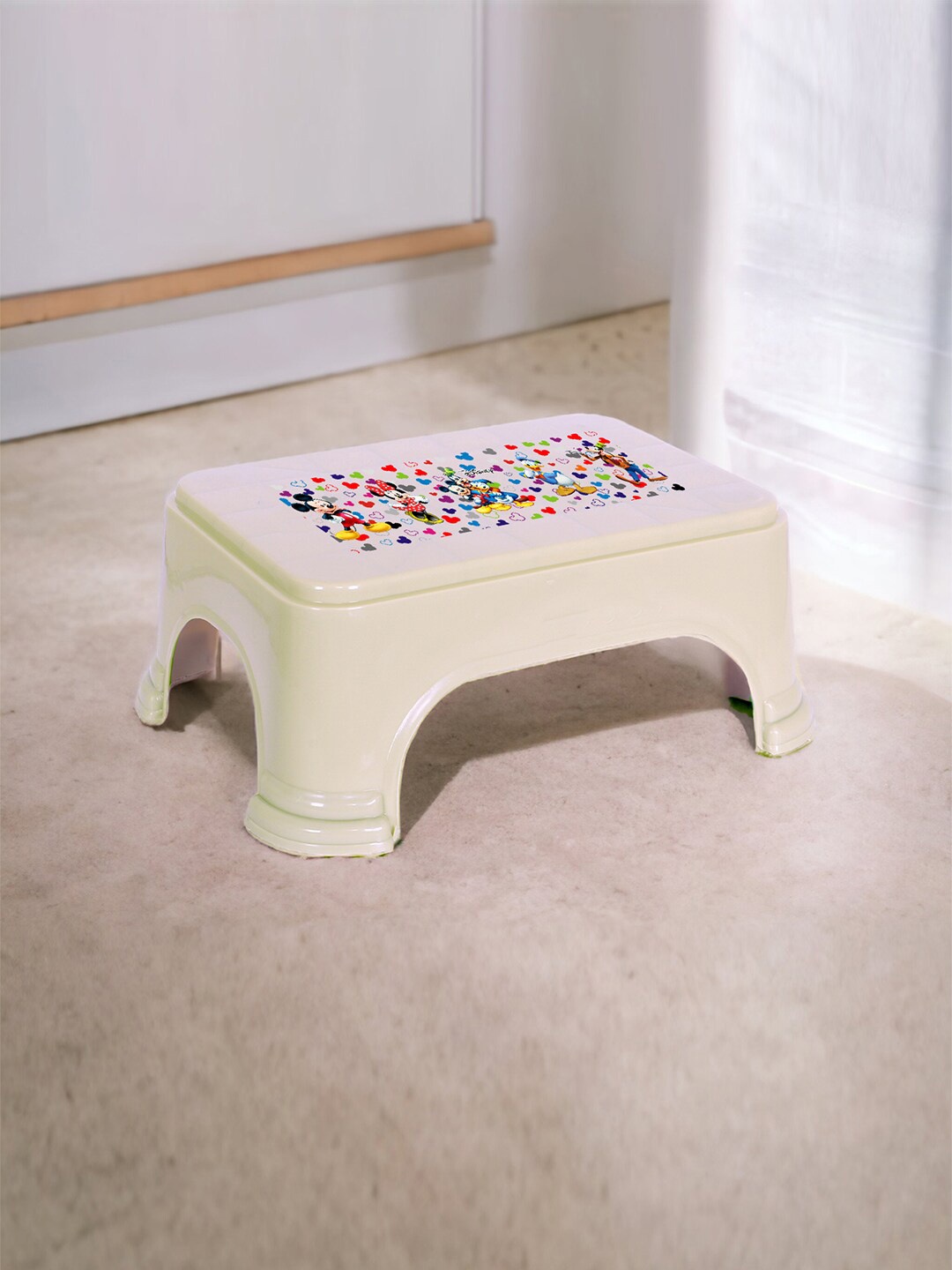 

Kuber Industries 3 Pieces Checked Classic Glossy Step Stool, Cream