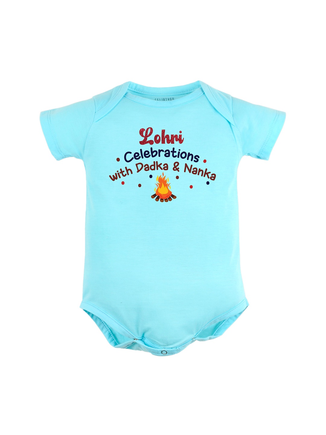 

FFLIRTYGO Infants Lohri Celebrations Printed Pure Cotton Bodysuit, Turquoise blue