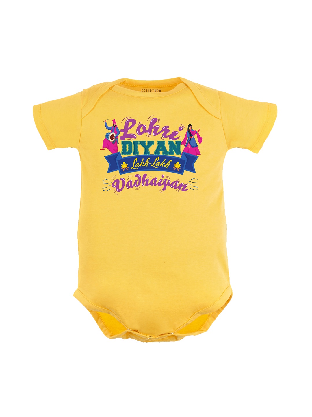 

FFLIRTYGO Infants Printed Pure Cotton Bodysuit, Yellow