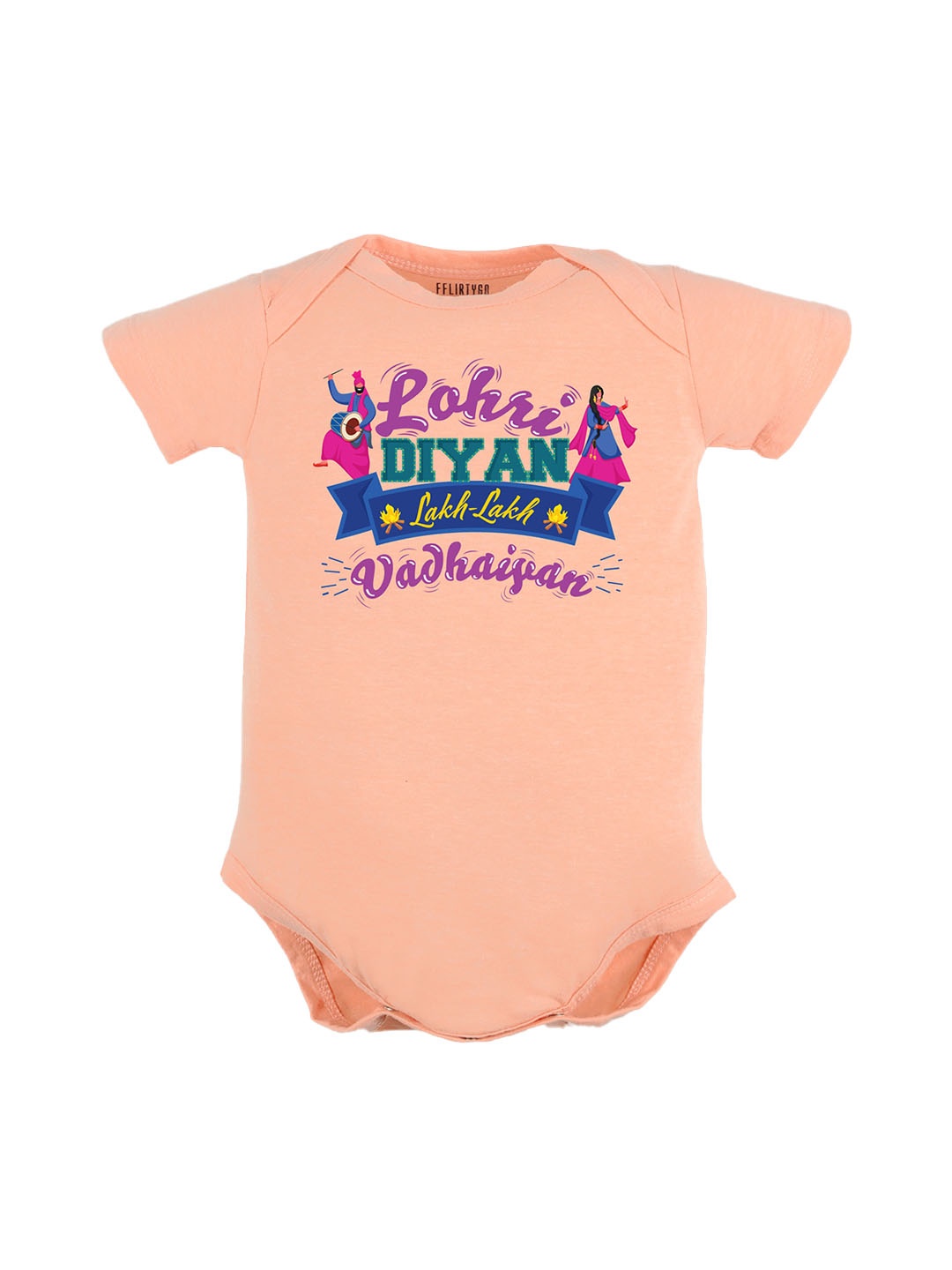 

FFLIRTYGO Infants Printed Pure Cotton Bodysuit, Peach
