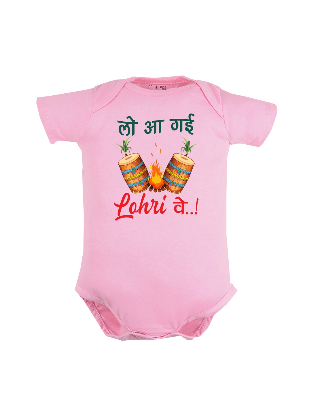 

FFLIRTYGO Infants Printed Pure Cotton Rompers, Pink