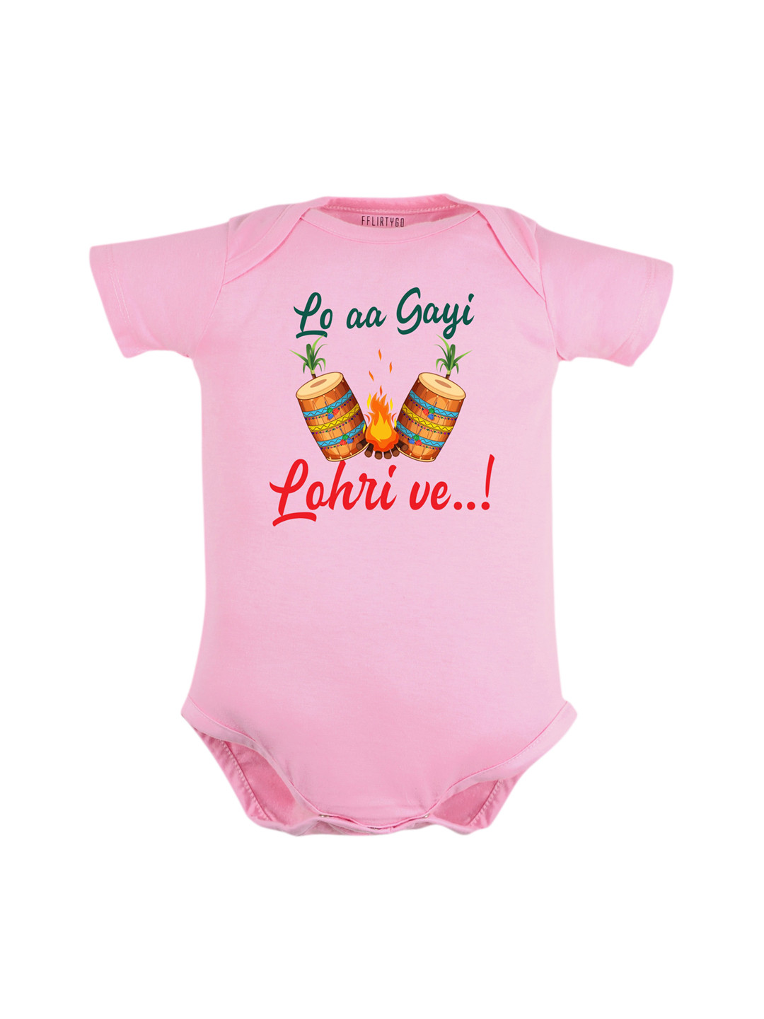 

FFLIRTYGO Infants Typography Printed Pure Cotton Bodysuit, Pink