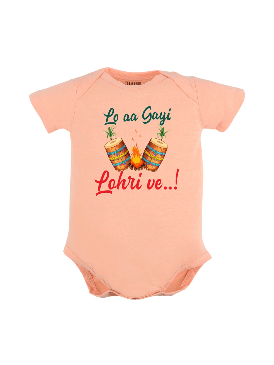 

FFLIRTYGO Infants Typography Printed Pure Cotton Bodysuit, Peach