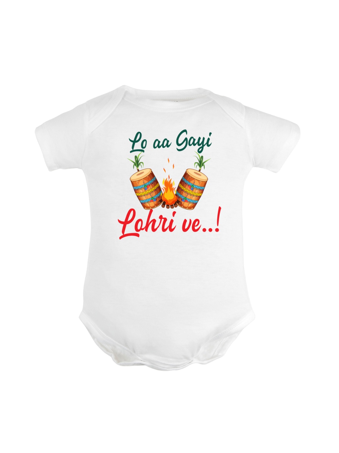 

FFLIRTYGO Infants Kids Lohri Printed Pure Cotton Bodysuit, White