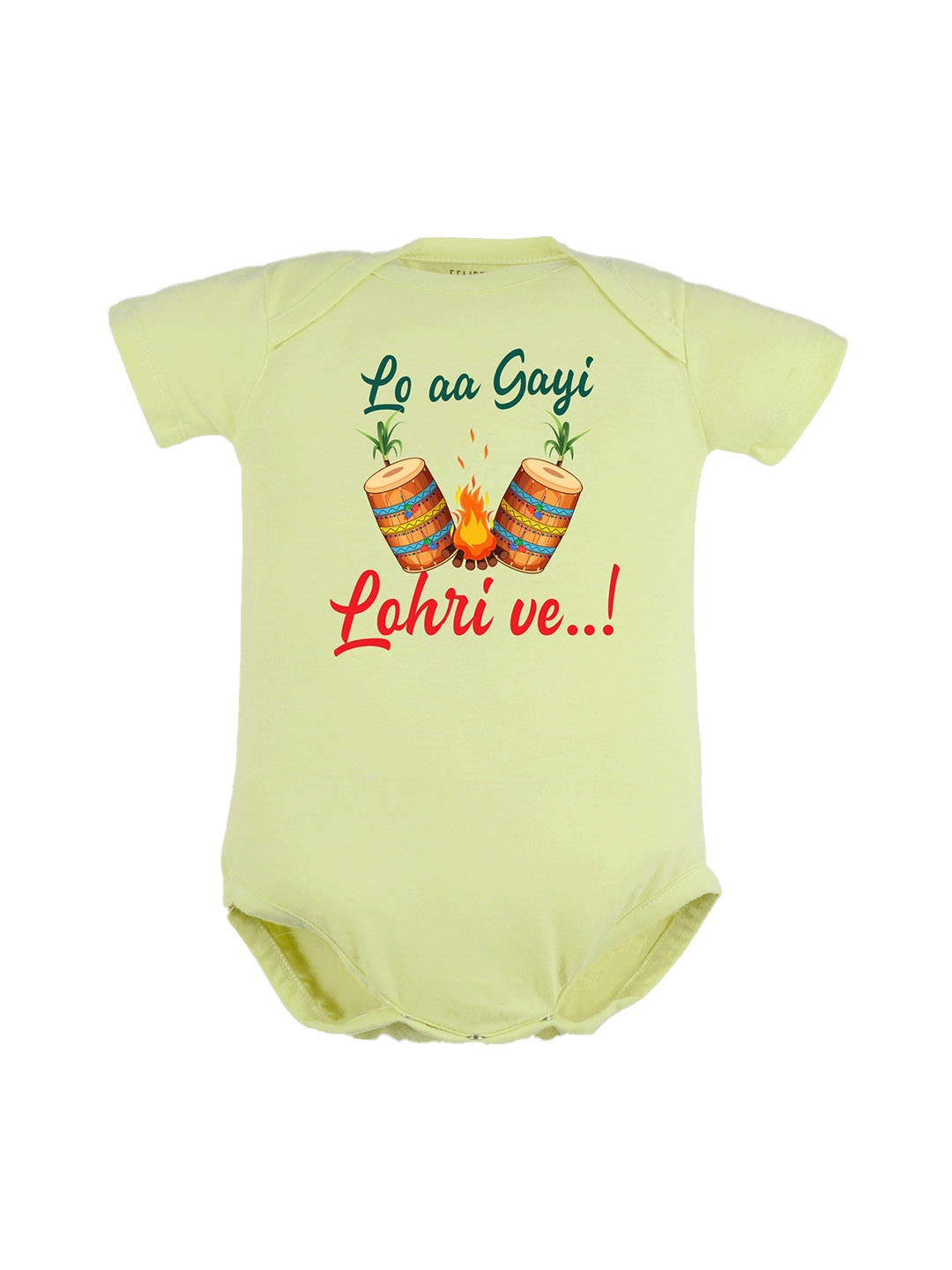 

FFLIRTYGO Infants Lohri Celebrations Printed Pure Cotton Bodysuit, Green
