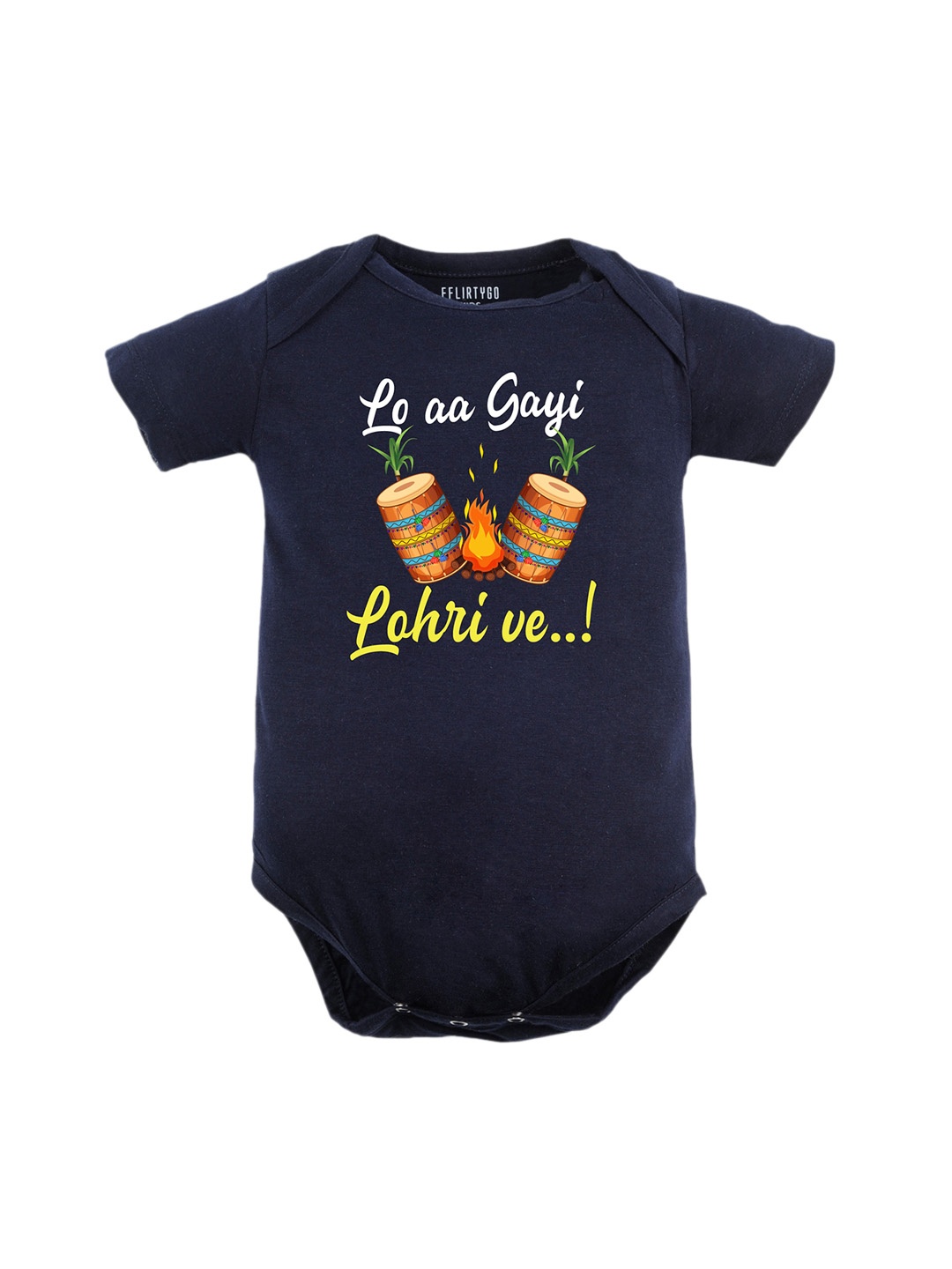 

FFLIRTYGO Infants Lohri Celebrations Printed Pure Cotton Bodysuit, Blue
