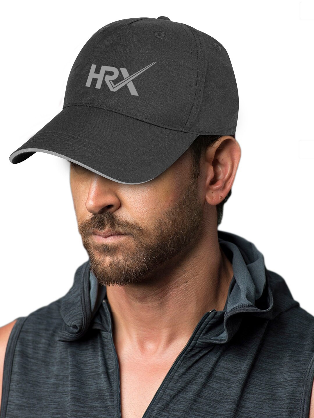 

HRX by Hrithik Roshan Unisex Black & Grey Visor Cap