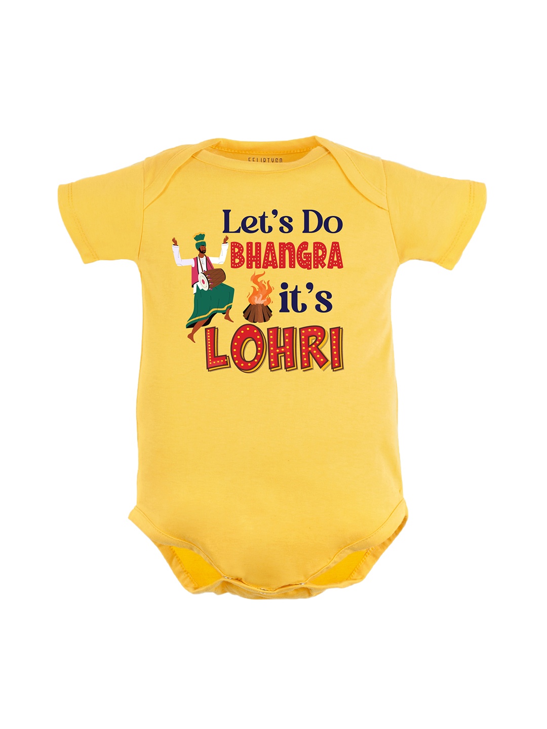 

FFLIRTYGO Infants Lohri Celebrations Printed Pure Cotton Bodysuit, Yellow