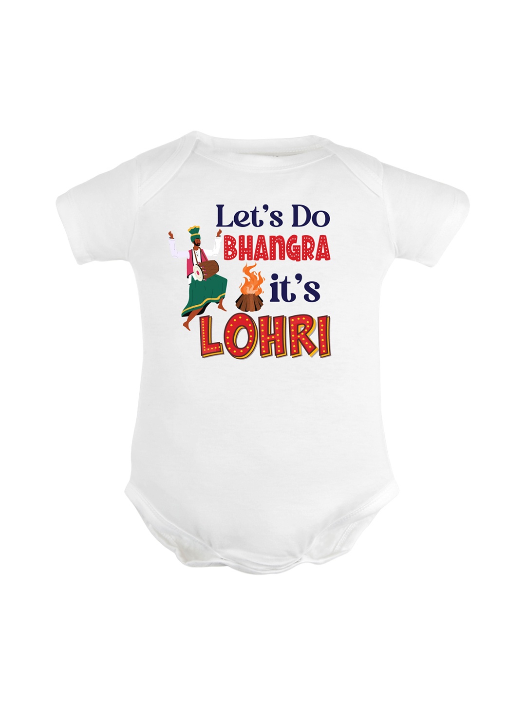 

FFLIRTYGO Infants Lohri Celebrations Printed Pure Cotton Bodysuit, White