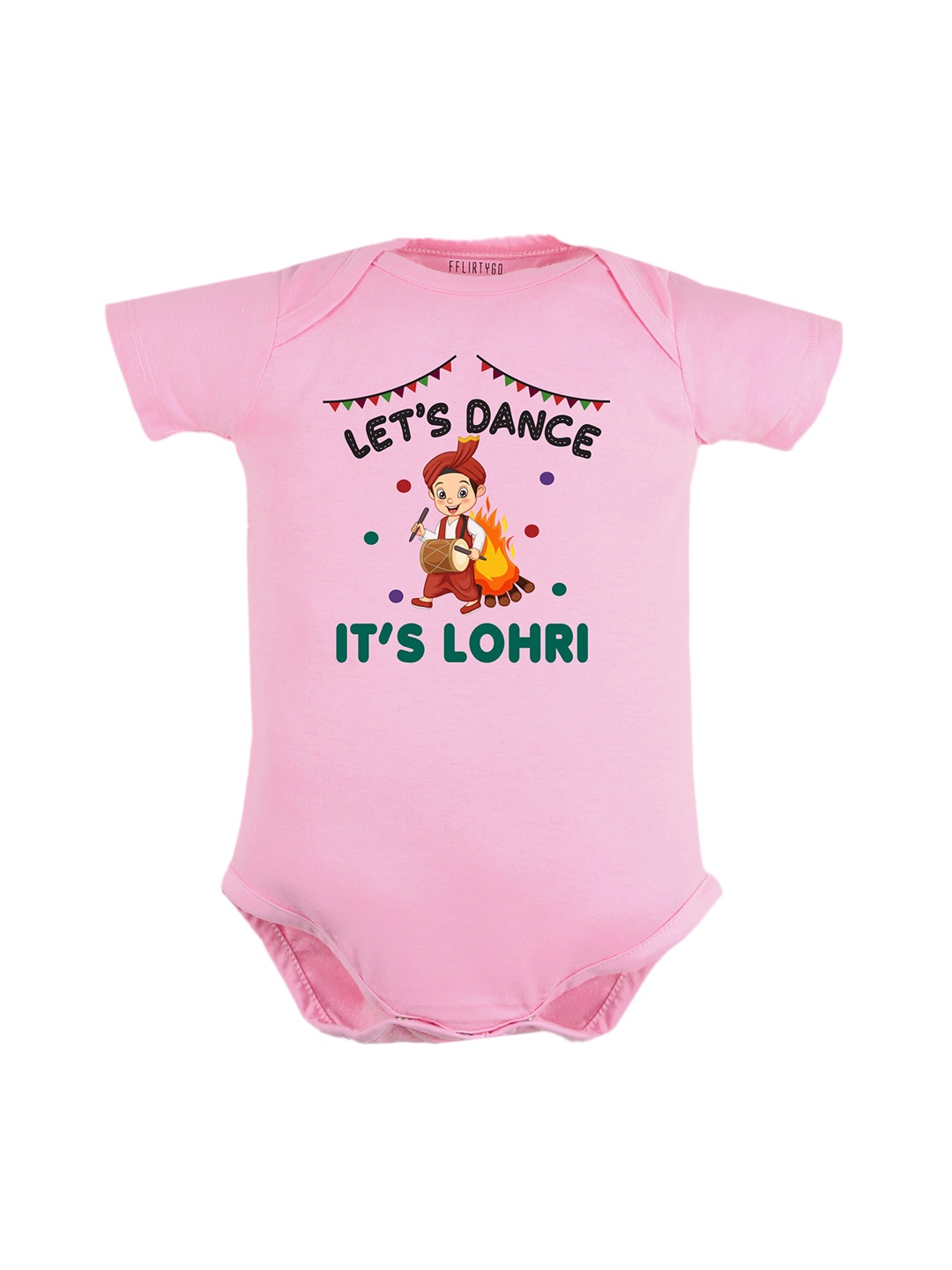 

FFLIRTYGO Infants Lohri Celebrations Printed Pure Cotton Bodysuit, Pink