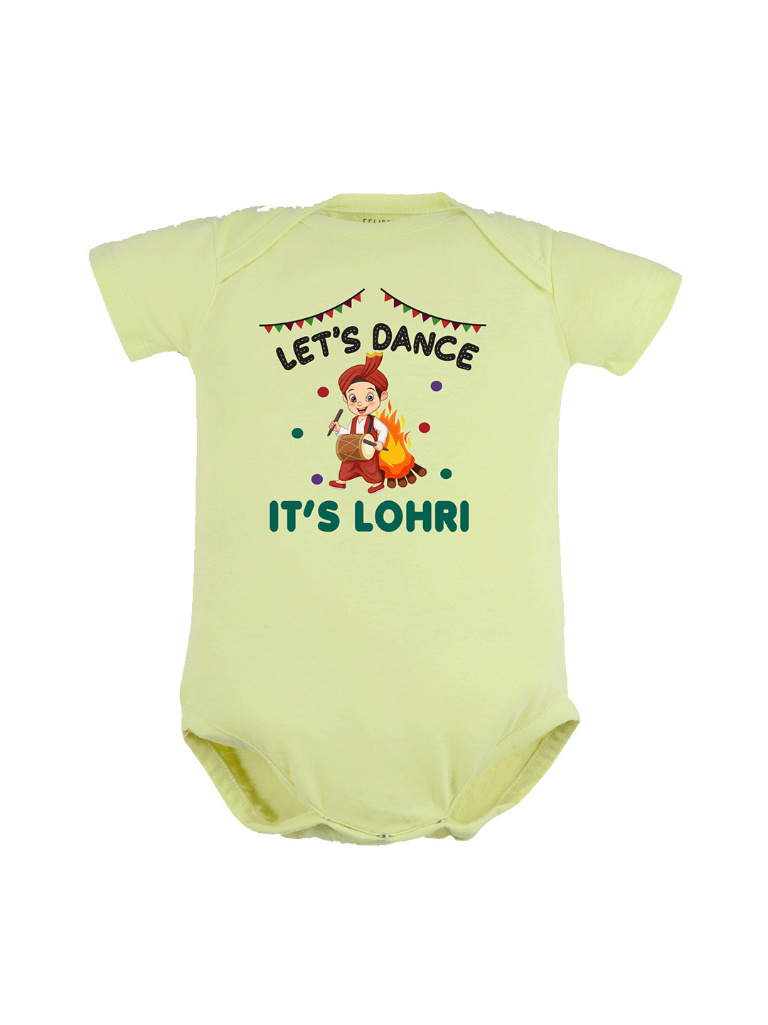 

FFLIRTYGO Infants Lohri Celebrations Printed Pure Cotton Bodysuit, Green