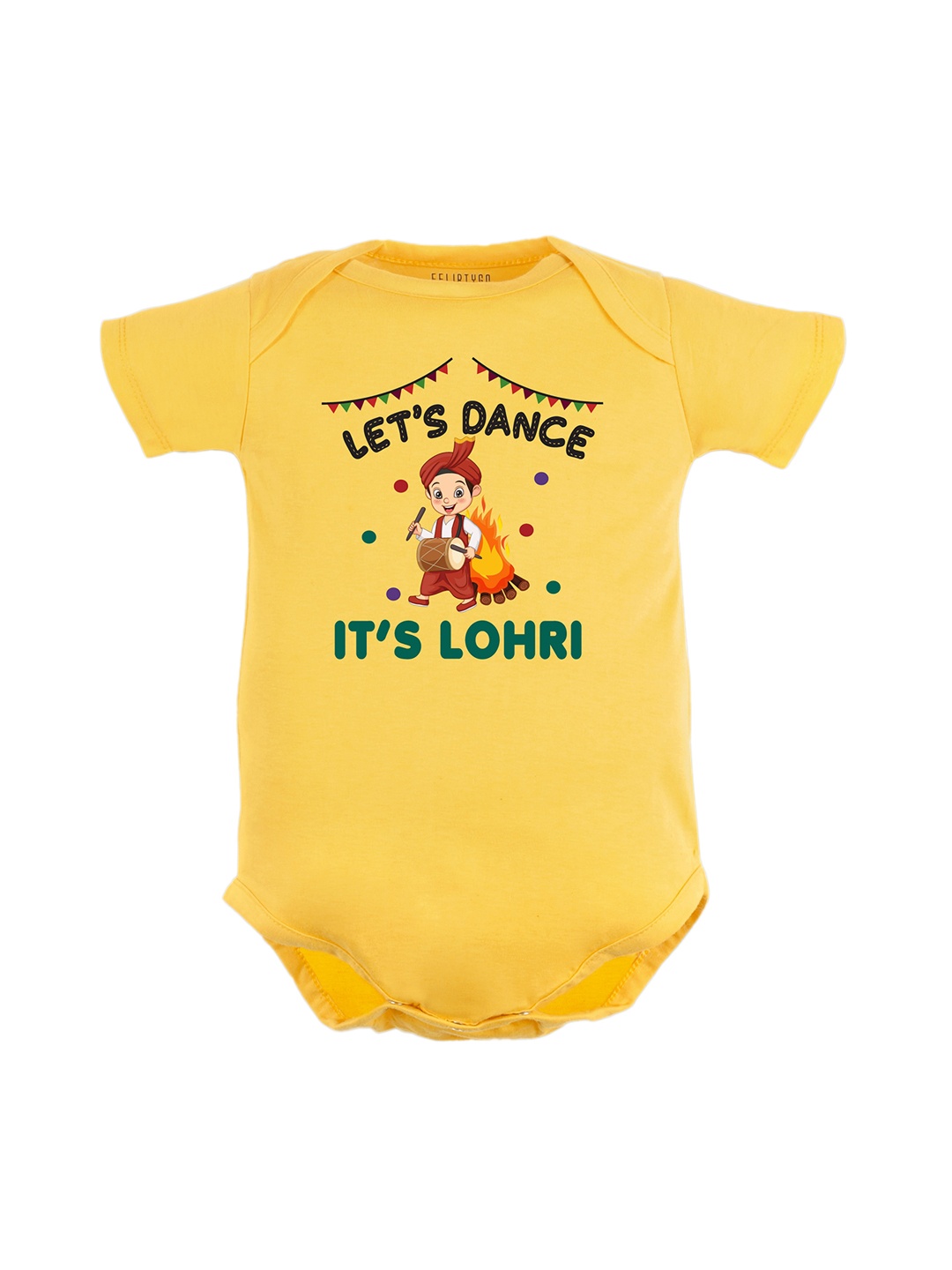 

FFLIRTYGO Infants Kids Typography Printed Pure Cotton Bodysuit, Yellow