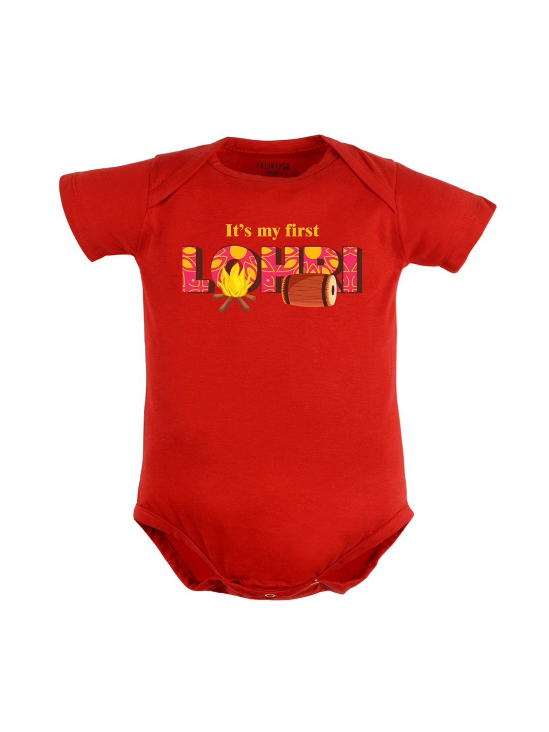

FFLIRTYGO Infants Typography Printed Pure Cotton Bodysuit, Red