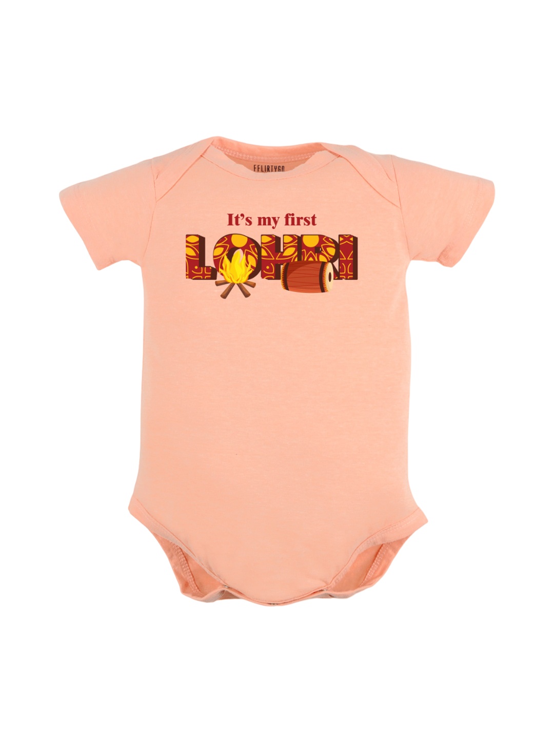 

FFLIRTYGO Infants Printed Pure Cotton Bodysuit, Peach