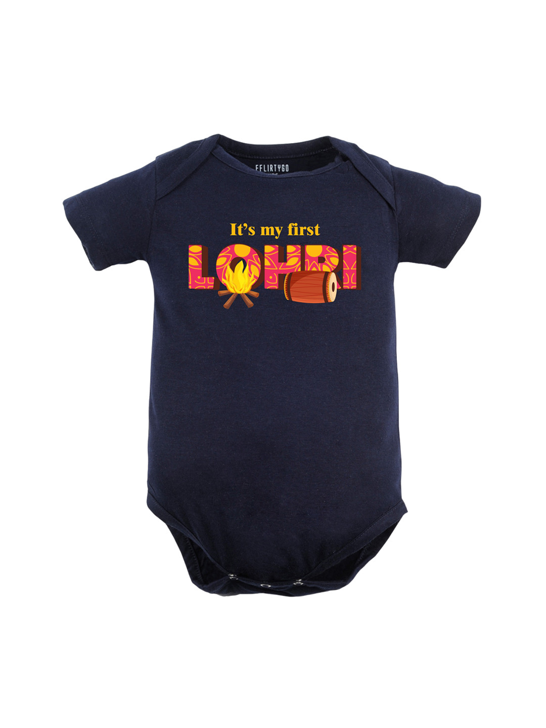 

FFLIRTYGO Infants Lohri Printed Pure Cotton Bodysuit, Blue