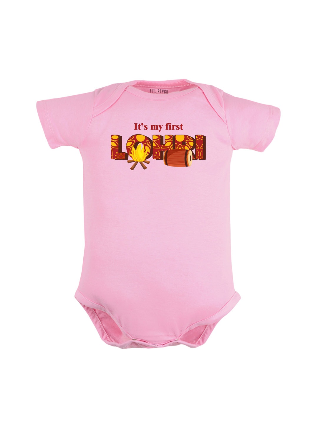 

FFLIRTYGO Infants Lohri Printed Pure Cotton Bodysuit, Pink