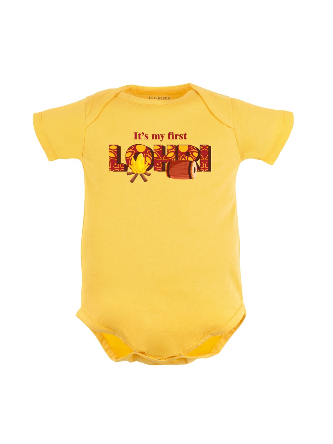 

FFLIRTYGO Infants Kids Printed Pure Cotton Bodysuits, Yellow