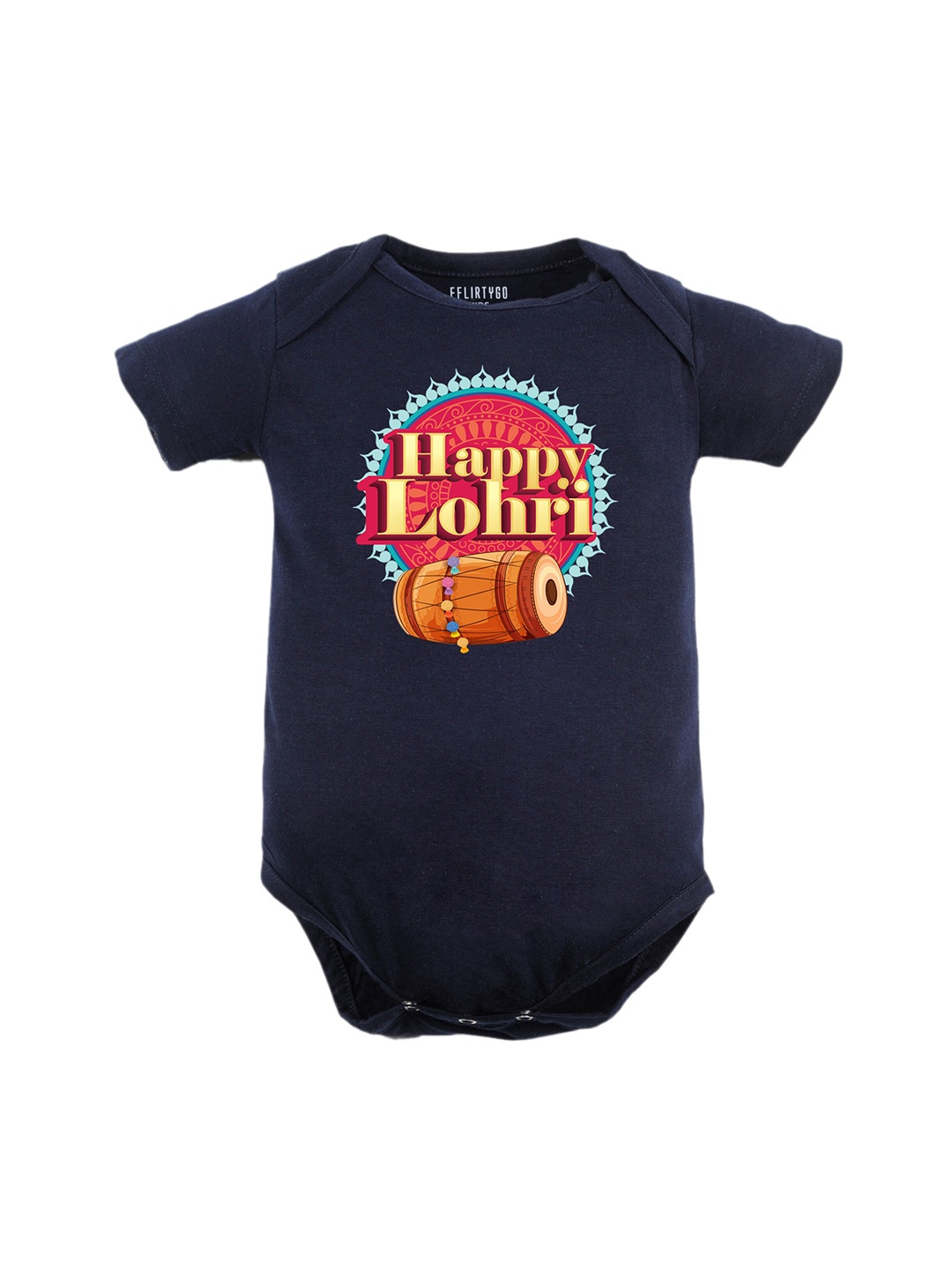 

FFLIRTYGO Infants Typography Printed Pure Cotton Bodysuit, Navy blue