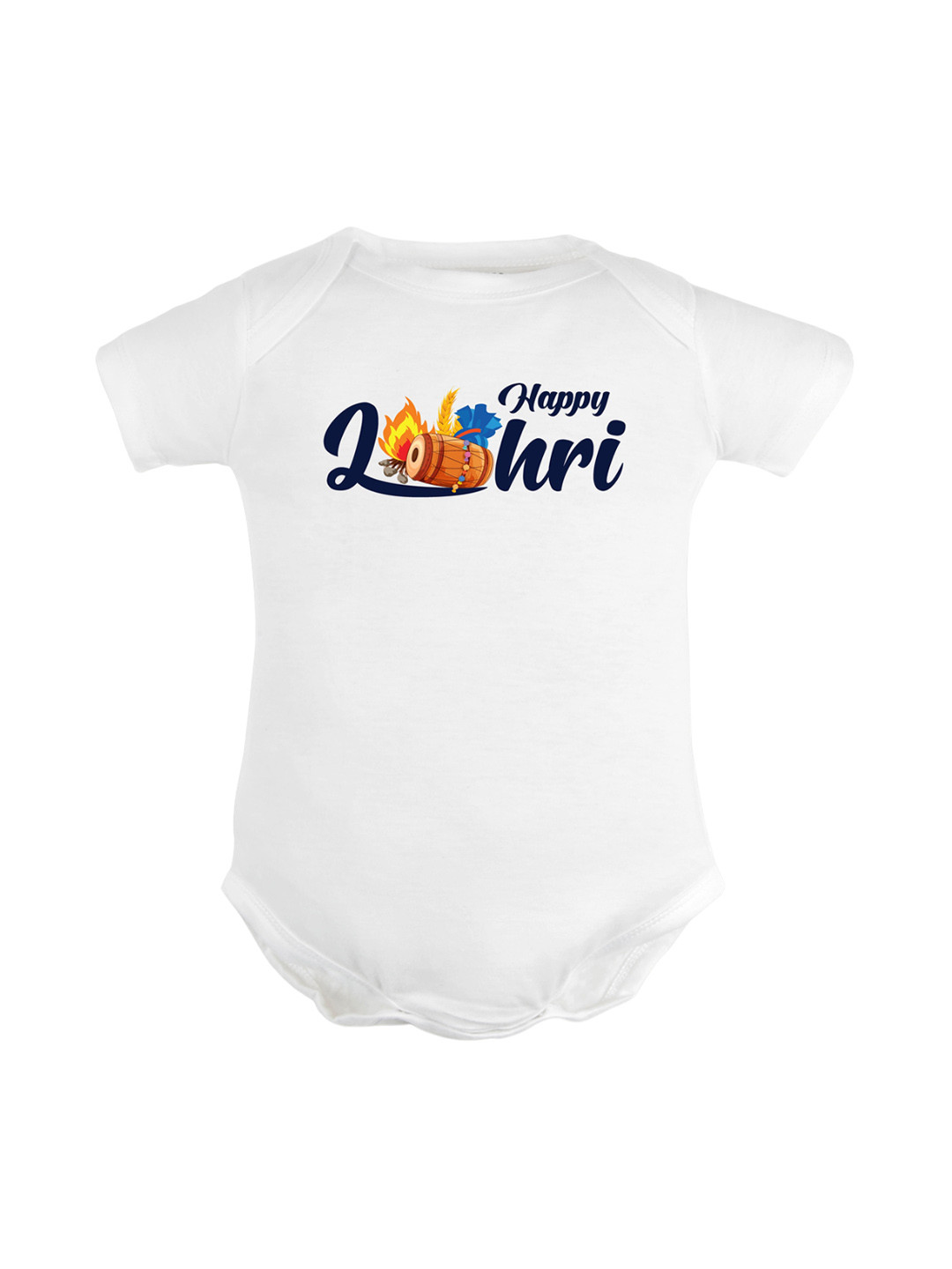 

FflirtyGo Infants Happy Lohri Printed Pure Cotton Bodysuit, White
