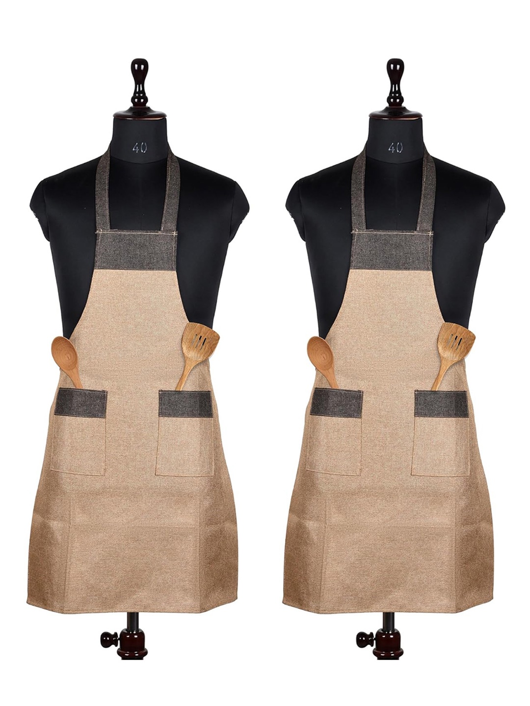

Kuber Industries Set Of 2 Gold-Toned Water Resistance Kitchen Apron