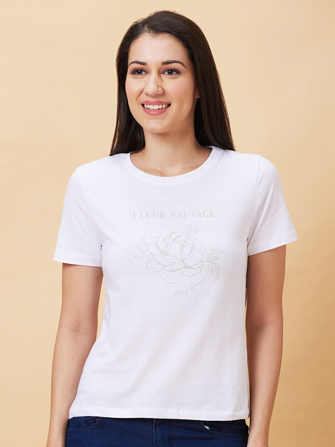 

Being Human Graphic Printed Round Neck Short Sleeves T-shirt, White