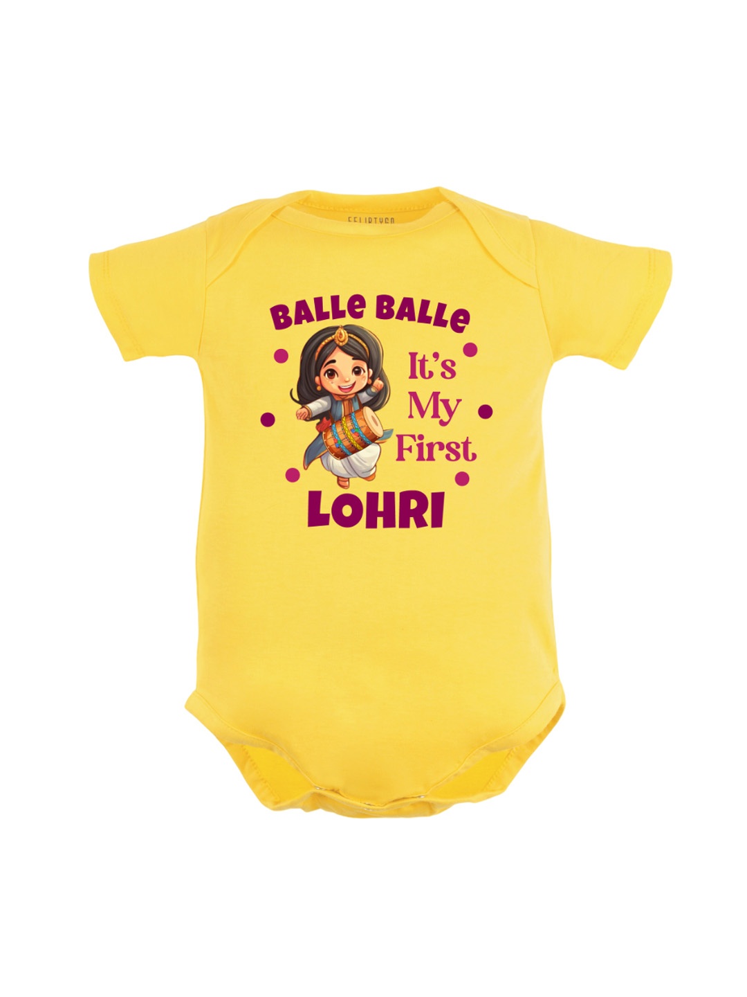 

FFLIRTYGO Infants Kids Printed Pure Cotton Bodysuit, Yellow