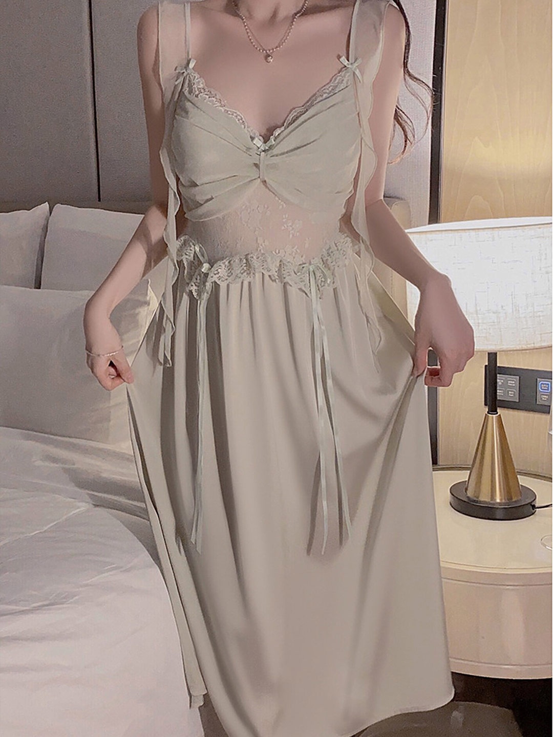 

LULU & SKY Shoulder Straps Nightdress, Beige