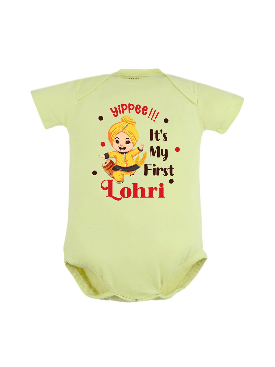 

FflirtyGo Infants It's My First Lohri Printed Pure Cotton Bodysuit, Green