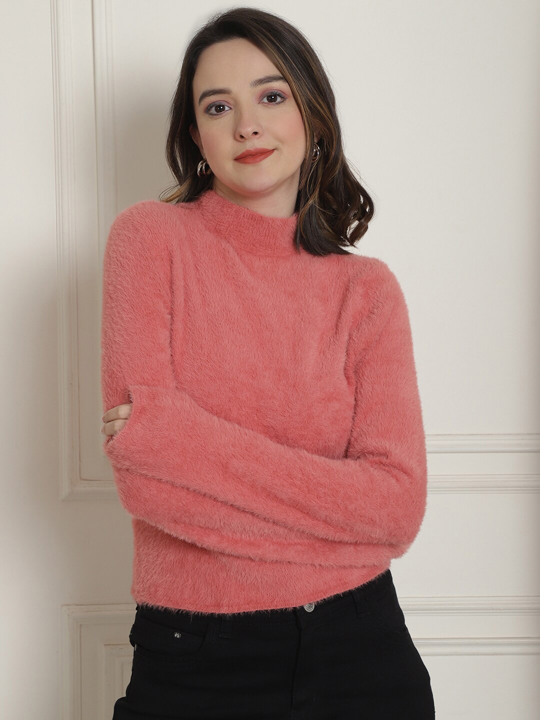 

NoBarr Women Peach-Coloured Long Sleeves Pullover