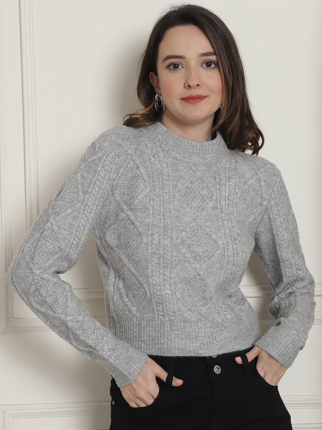 

NoBarr Women Grey Long Sleeves Pullover