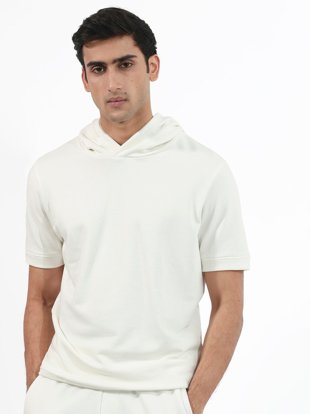 

RARE RABBIT Men Shood Hooded Sweatshirt, Off white